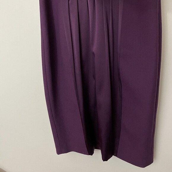 Elie Tahari Sonya Dress Sz 2 Eggplant Purple Wool Silk Fitted Cowl Neck $448 NWT - Picture 5 of 16